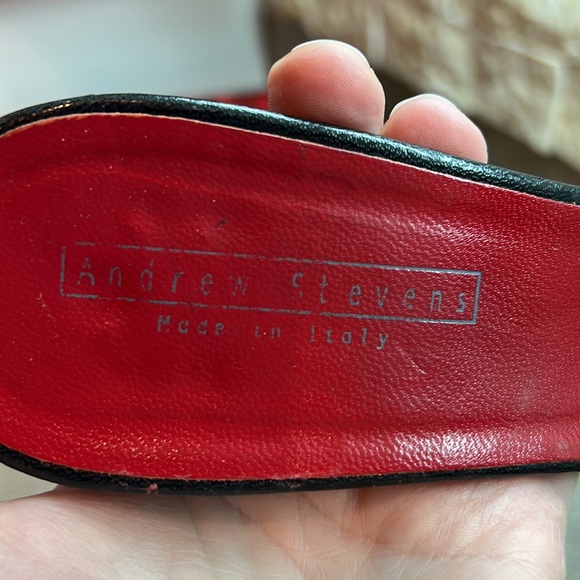 Andrew Stevens Vintage slide on Black and Red heels Size 39 US 8 made in Italy - Picture 4 of 14
